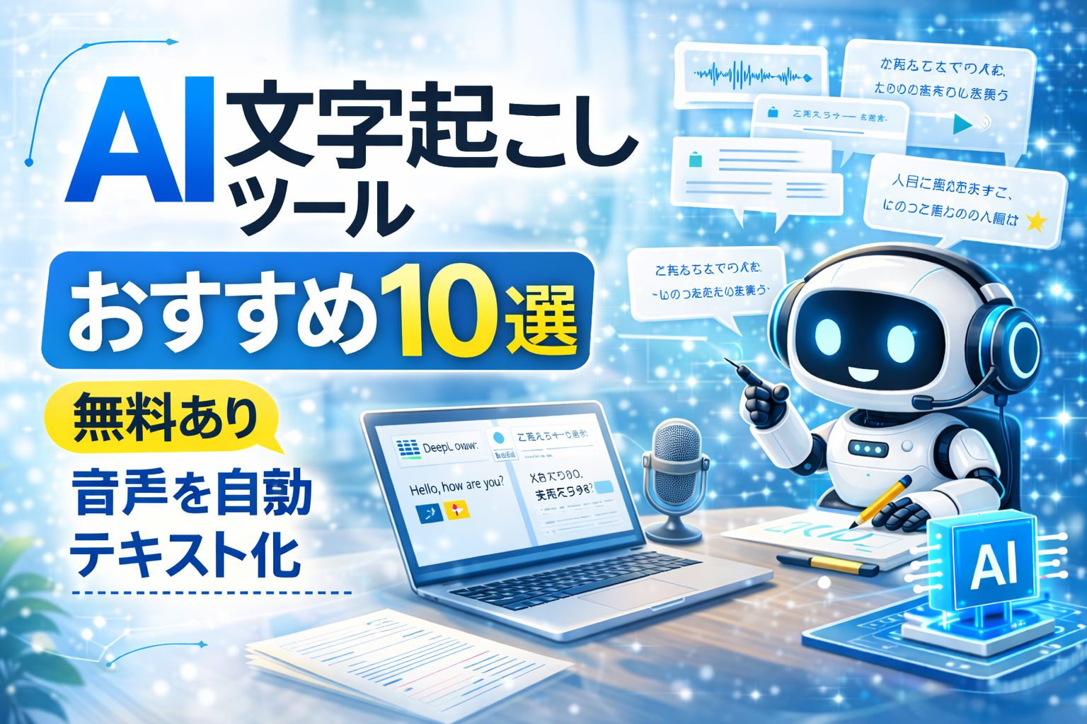AI文字起こしツールおすすめ10選【無料あり】音声を自動テキスト化